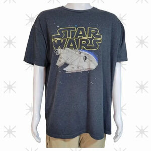Star Wars Graphic T-Shirt Men 2X Dk Gray White Starship Crewneck Double …